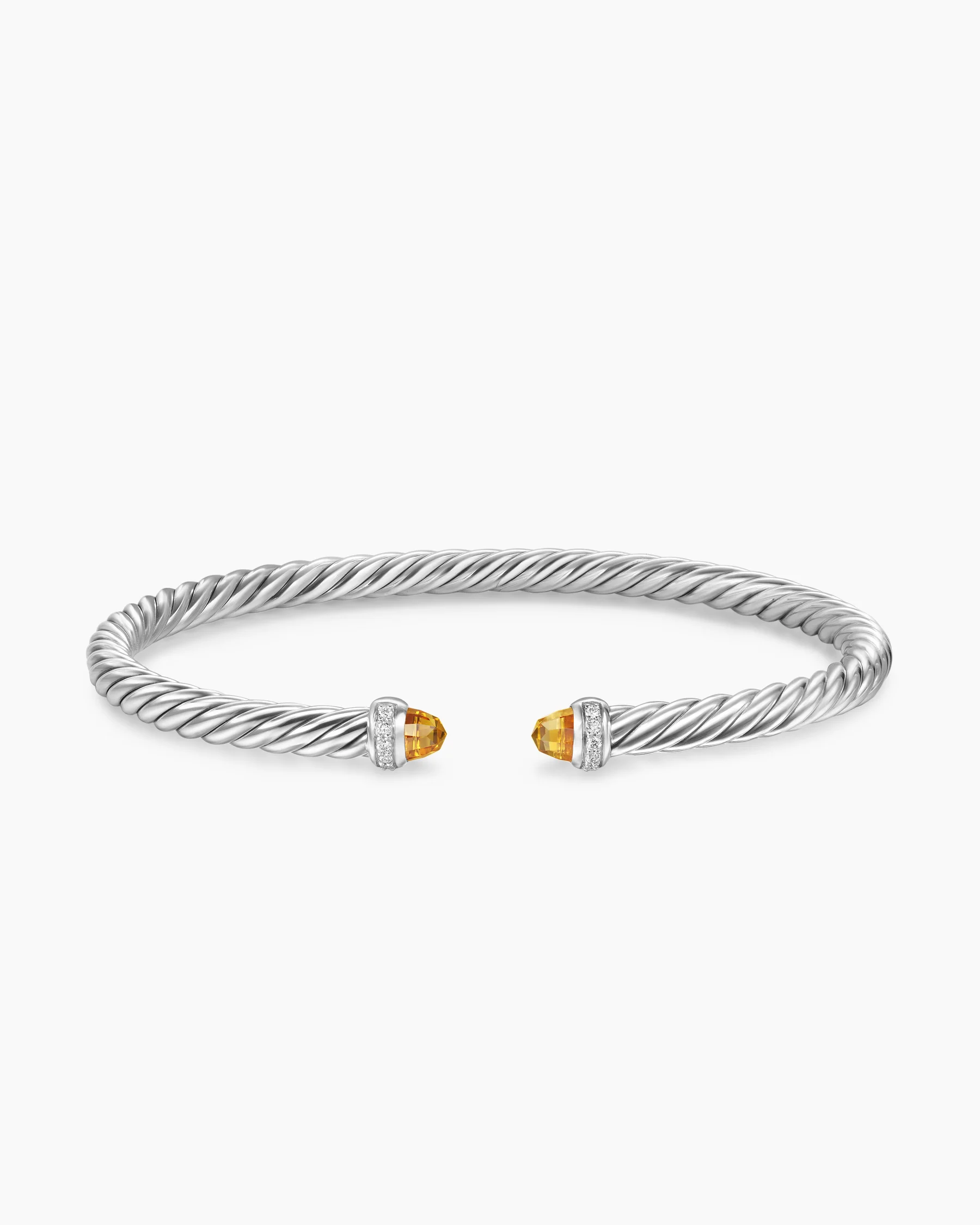 Cable Flex® Bracelet in Sterling Silver with Amethyst and Diamonds, 4mm 82 Cable Flex® Bracelet in Sterling Silver with Amethyst and Diamonds, 4mm
