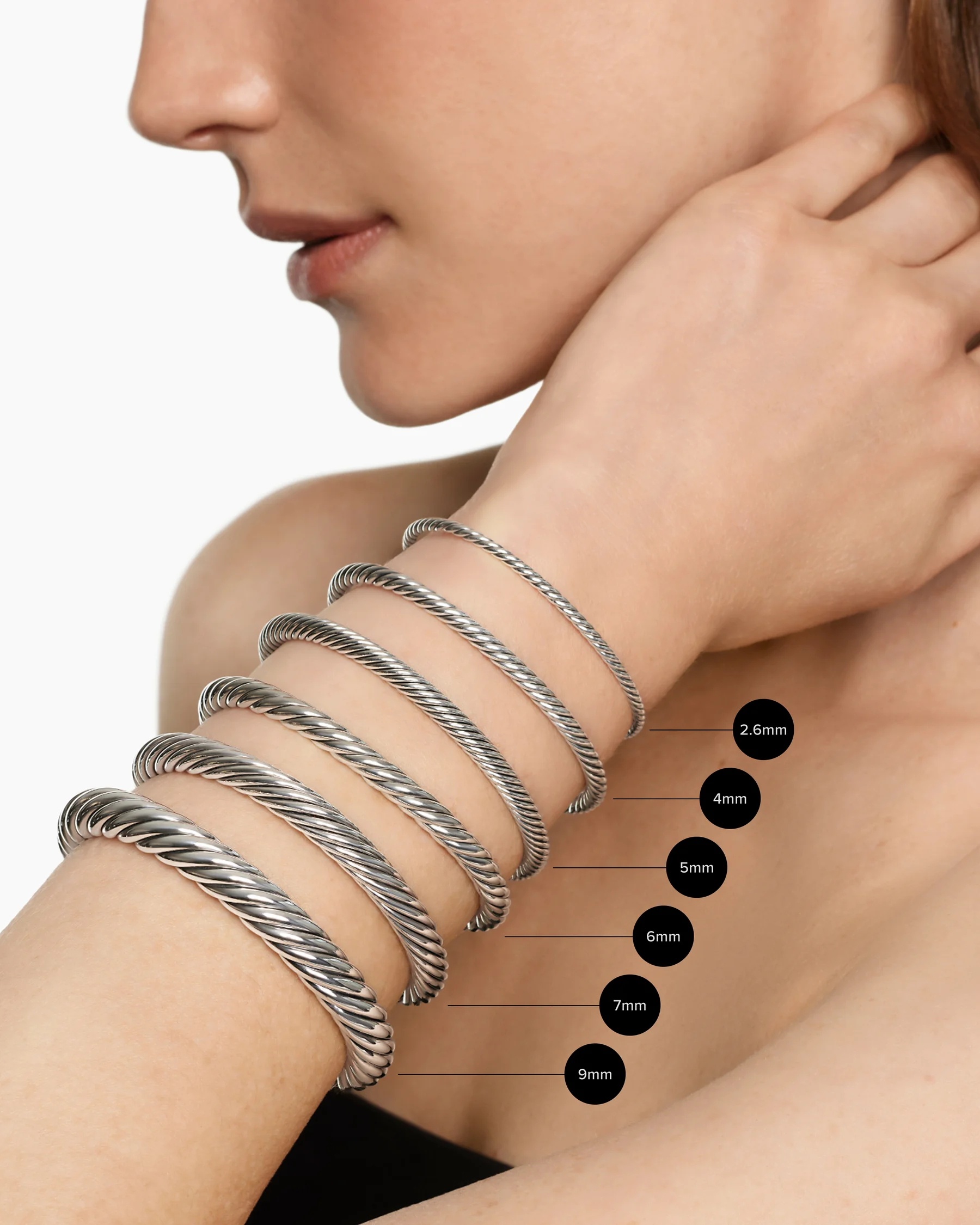 Cable Flex® Bracelet in Sterling Silver with Amethyst and Diamonds, 4mm 85 Cable Flex® Bracelet in Sterling Silver with Amethyst and Diamonds, 4mm
