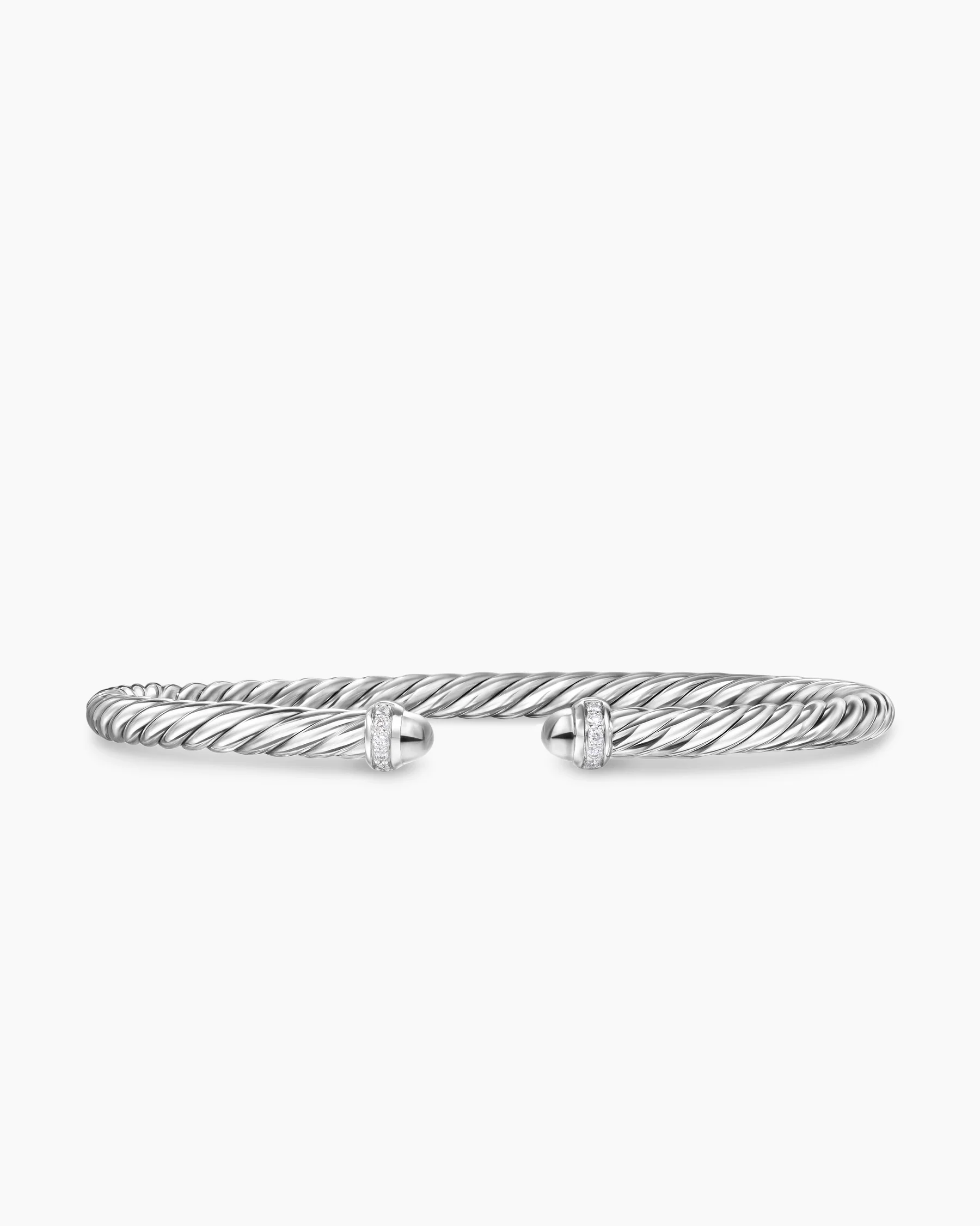 Cable Flex® Bracelet in Sterling Silver with Amethyst and Diamonds, 4mm 86 Cable Flex® Bracelet in Sterling Silver with Amethyst and Diamonds, 4mm
