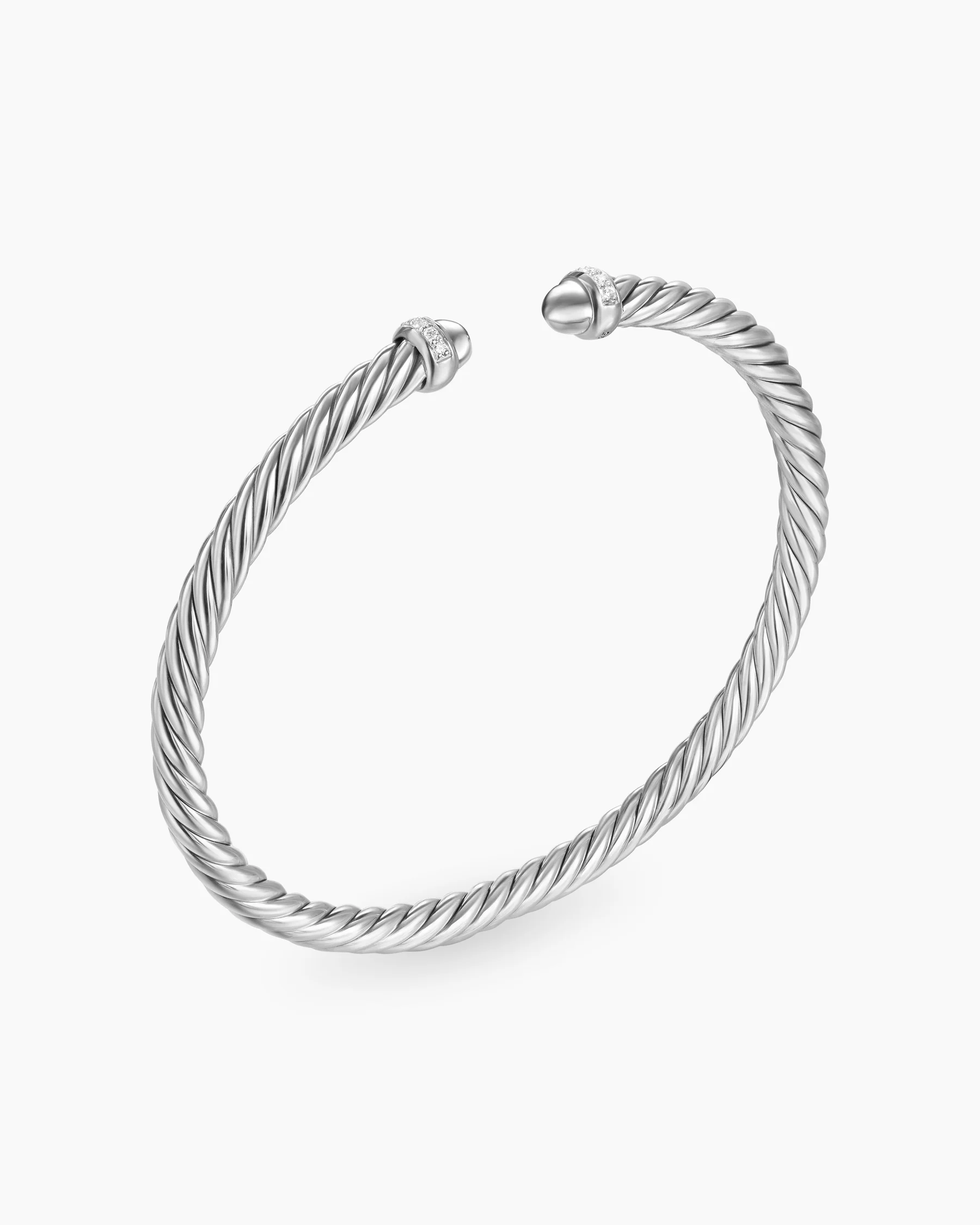 Cable Flex® Bracelet in Sterling Silver with Amethyst and Diamonds, 4mm 88 Cable Flex® Bracelet in Sterling Silver with Amethyst and Diamonds, 4mm