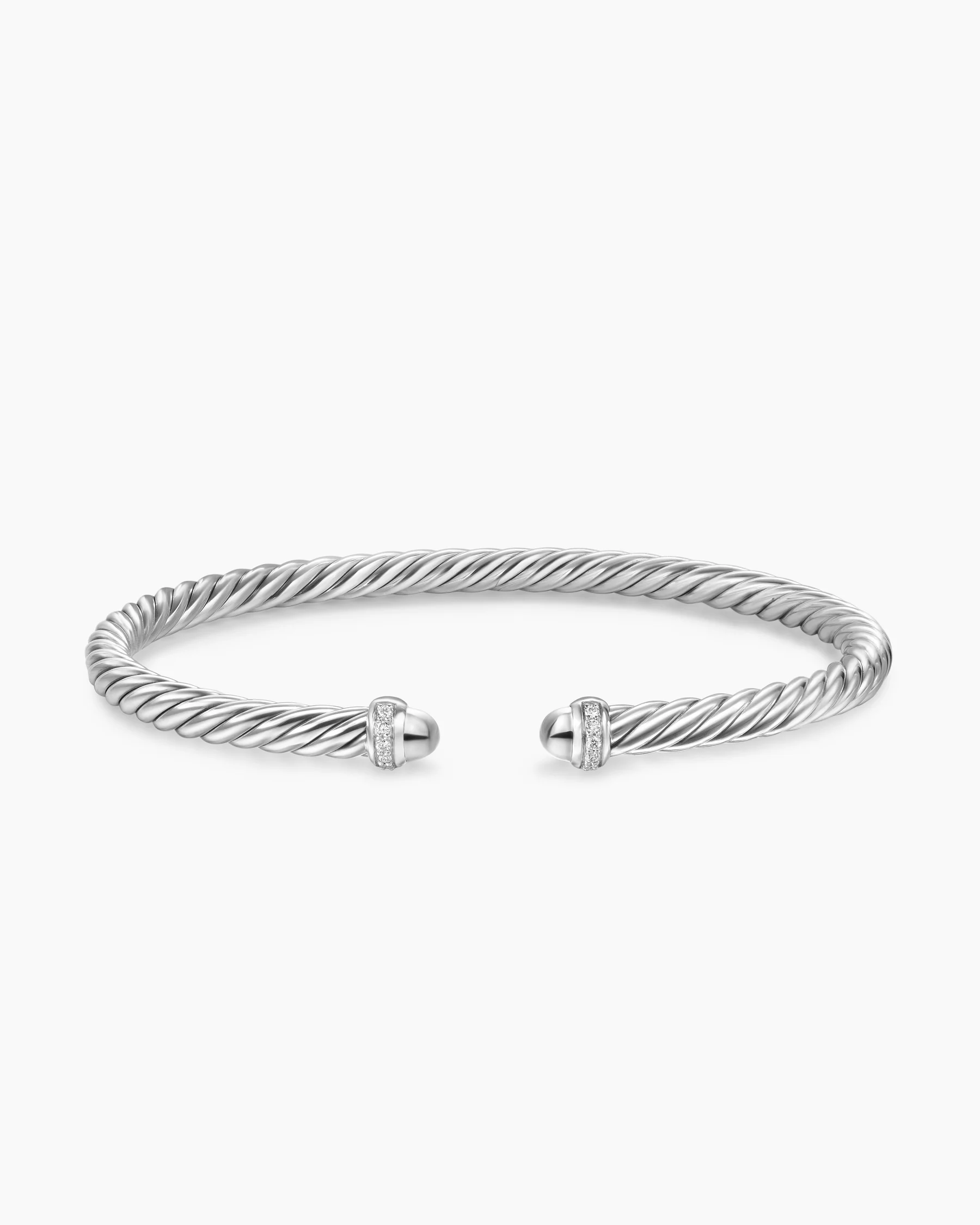 Cable Flex® Bracelet in Sterling Silver with Amethyst and Diamonds, 4mm 89 Cable Flex® Bracelet in Sterling Silver with Amethyst and Diamonds, 4mm