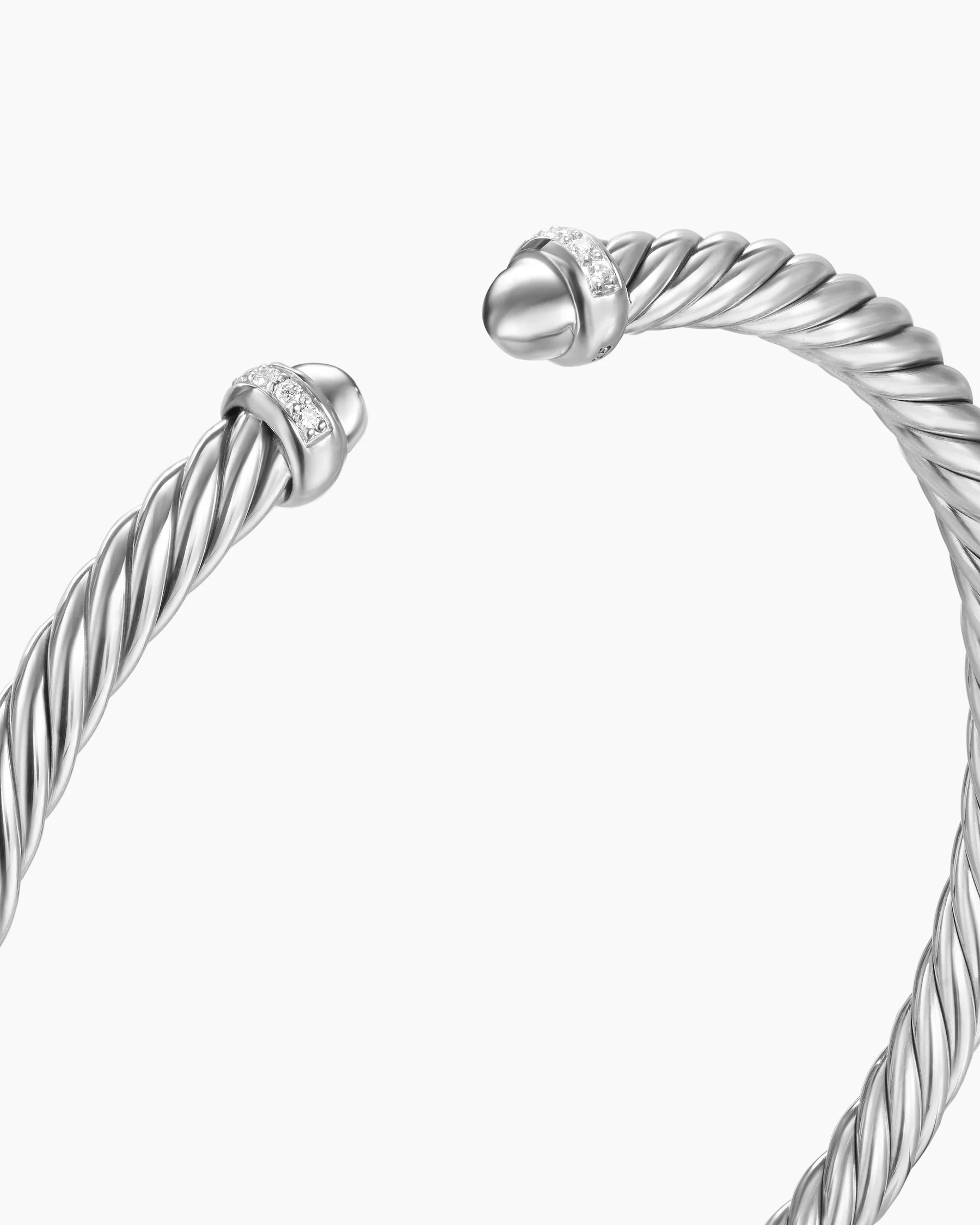 Cable Flex® Bracelet in Sterling Silver with Amethyst and Diamonds, 4mm 90 Cable Flex® Bracelet in Sterling Silver with Amethyst and Diamonds, 4mm