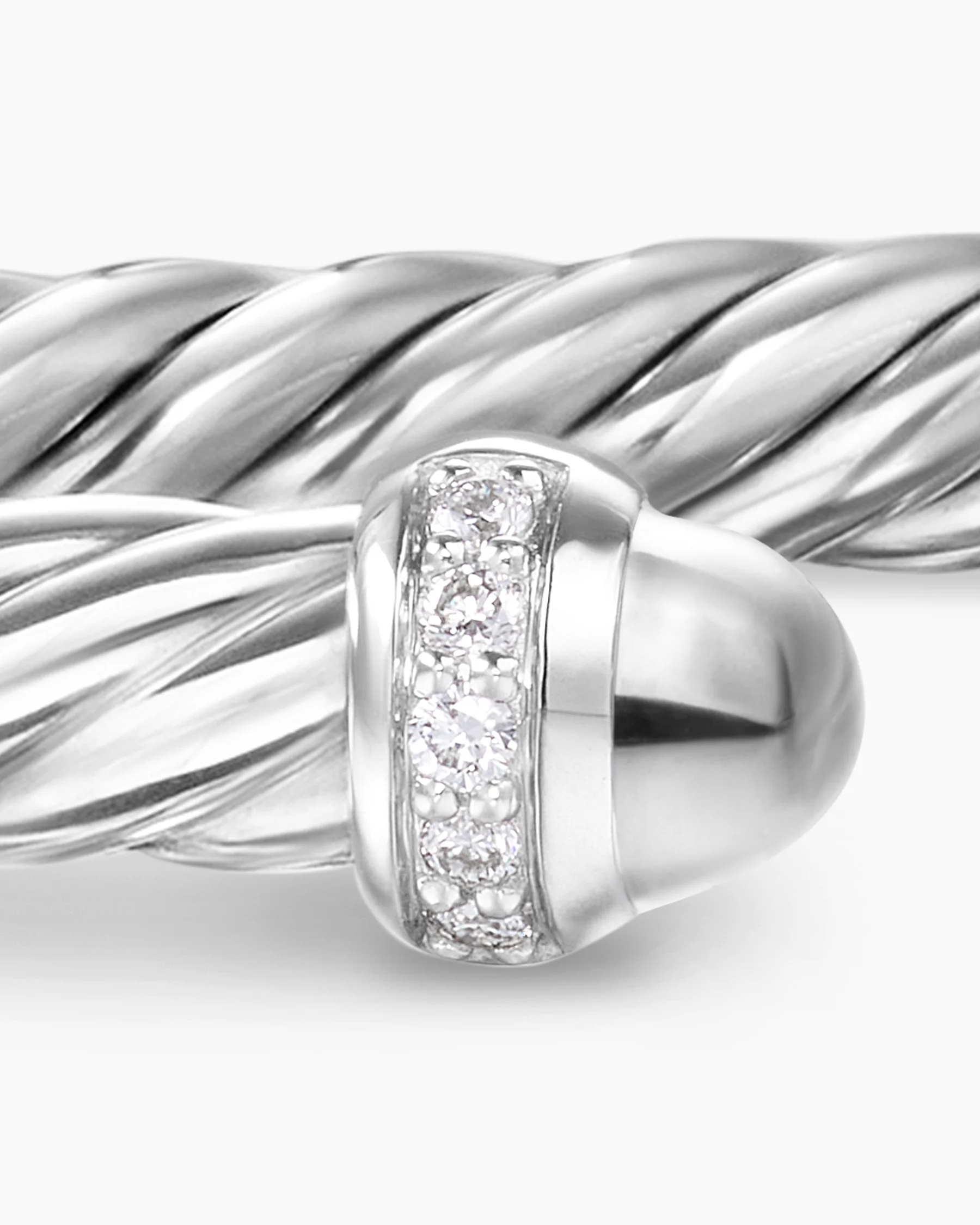 Cable Flex® Bracelet in Sterling Silver with Amethyst and Diamonds, 4mm 91 Cable Flex® Bracelet in Sterling Silver with Amethyst and Diamonds, 4mm
