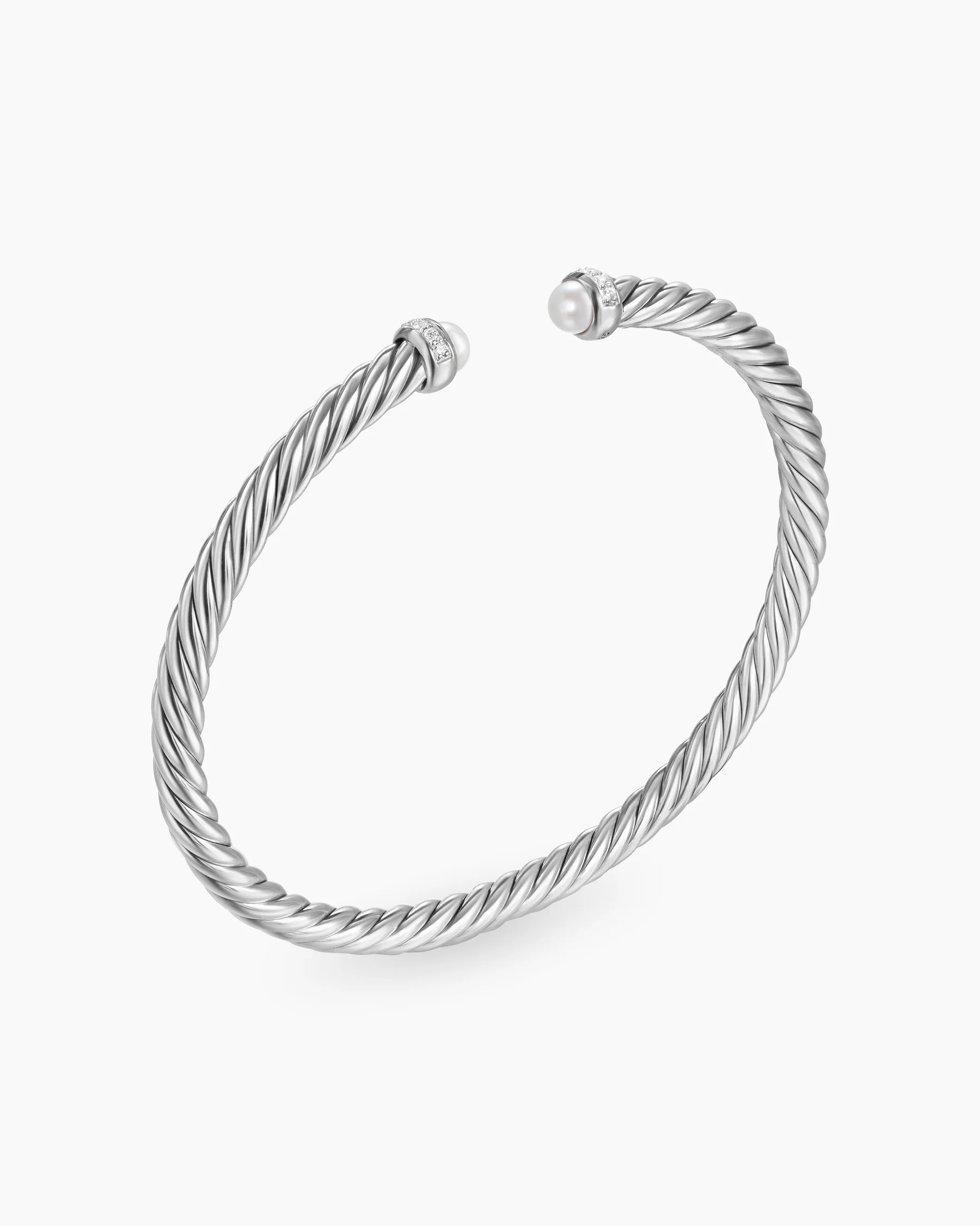 Cable Flex® Bracelet in Sterling Silver with Amethyst and Diamonds, 4mm 95 Cable Flex® Bracelet in Sterling Silver with Amethyst and Diamonds, 4mm