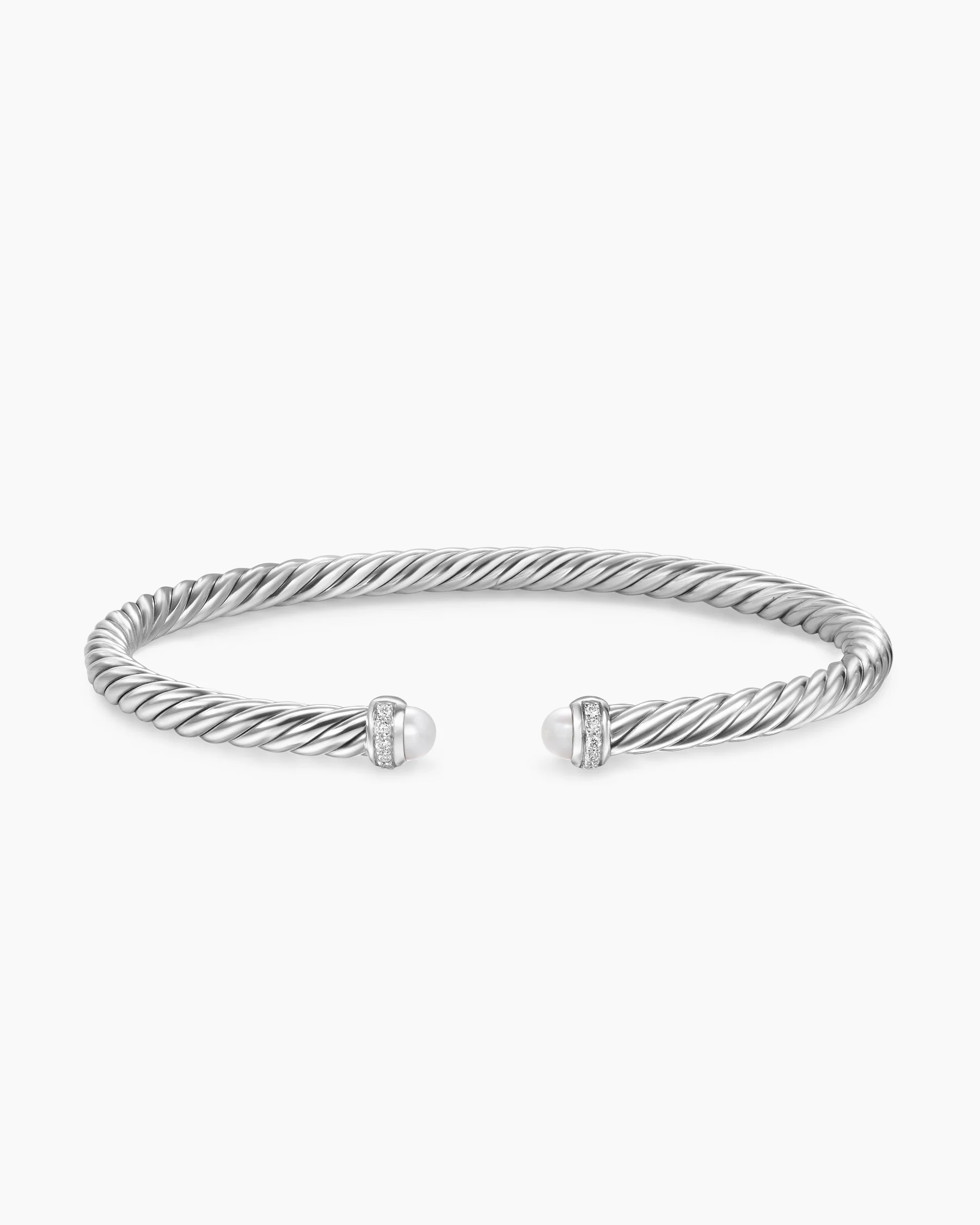 Cable Flex® Bracelet in Sterling Silver with Amethyst and Diamonds, 4mm 96 Cable Flex® Bracelet in Sterling Silver with Amethyst and Diamonds, 4mm