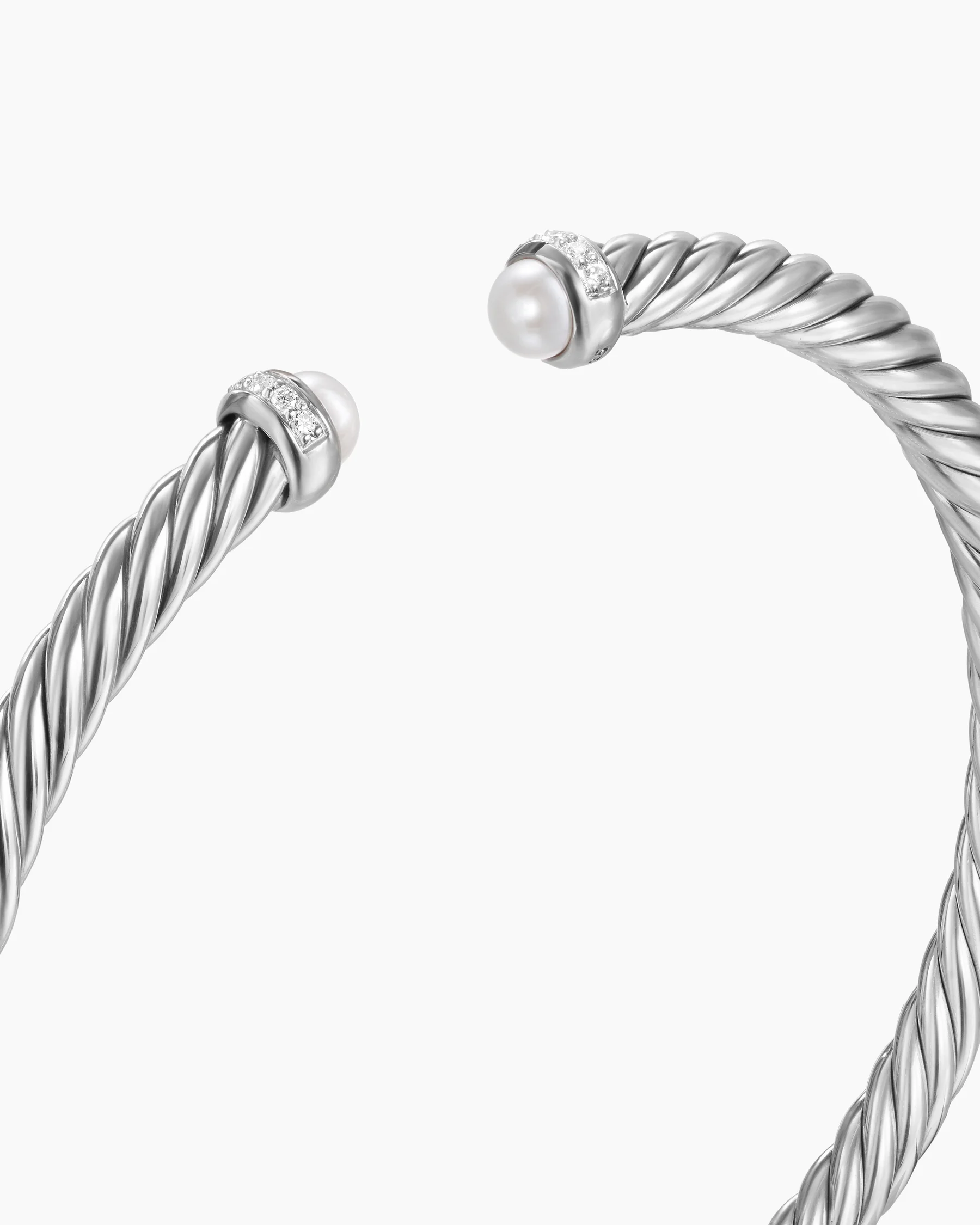 Cable Flex® Bracelet in Sterling Silver with Amethyst and Diamonds, 4mm 97 Cable Flex® Bracelet in Sterling Silver with Amethyst and Diamonds, 4mm