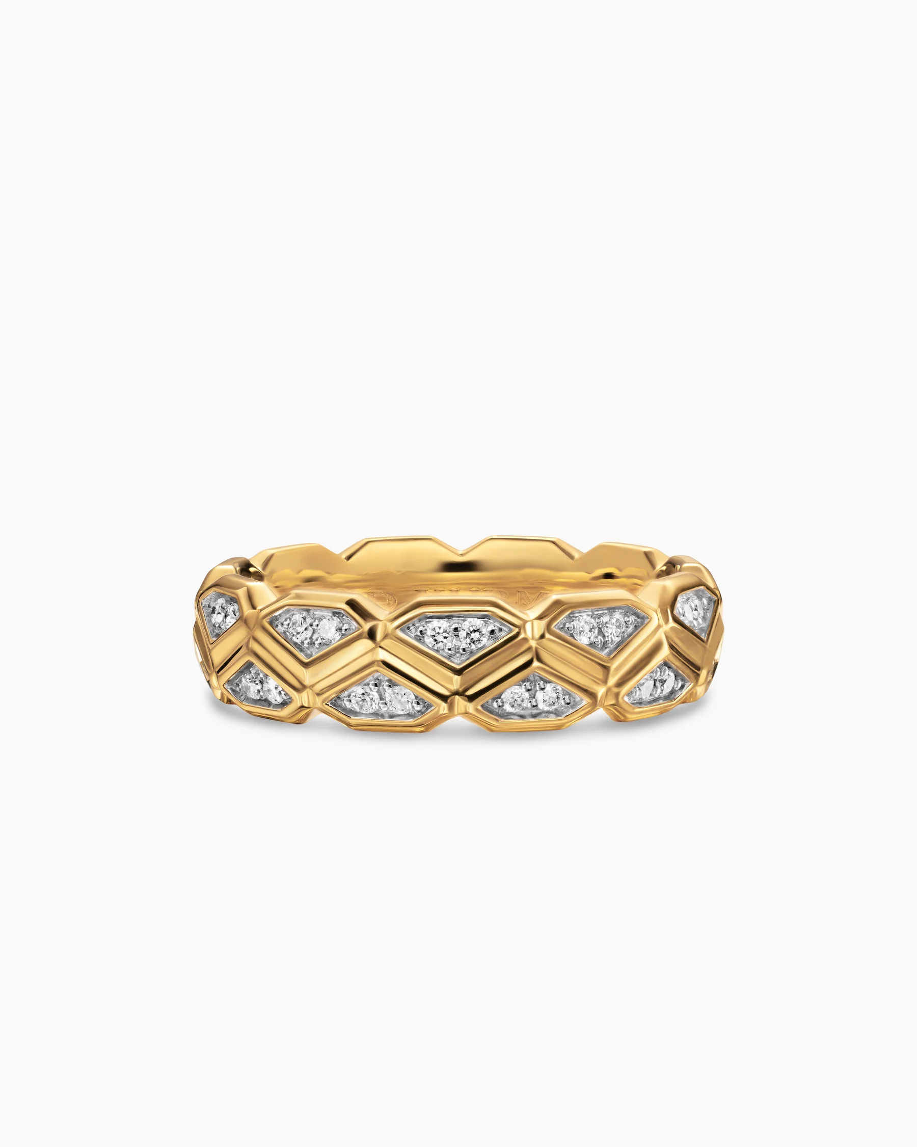 Hex Band Ring in 18K Rose Gold with Cognac Diamonds, 6mm