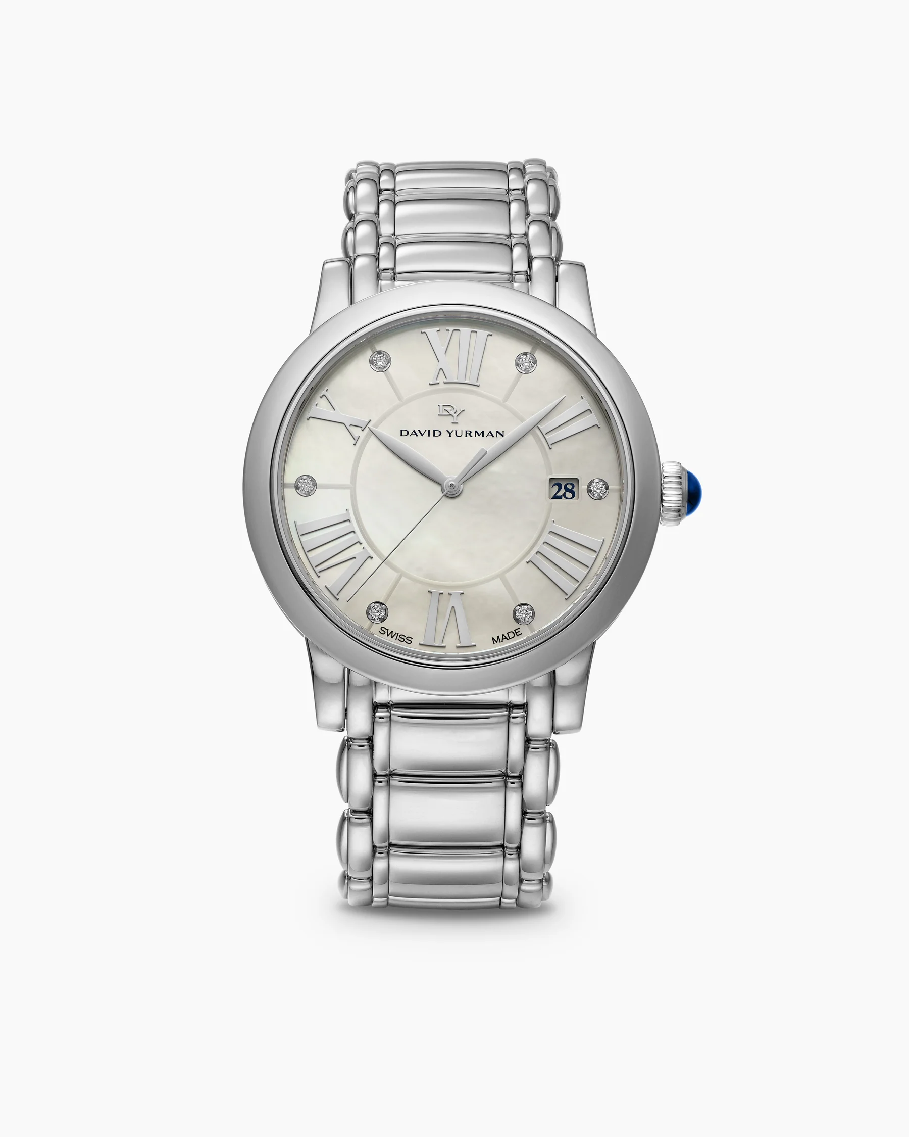 Classic Quartz Watch in Stainless Steel with Diamonds, 38mm