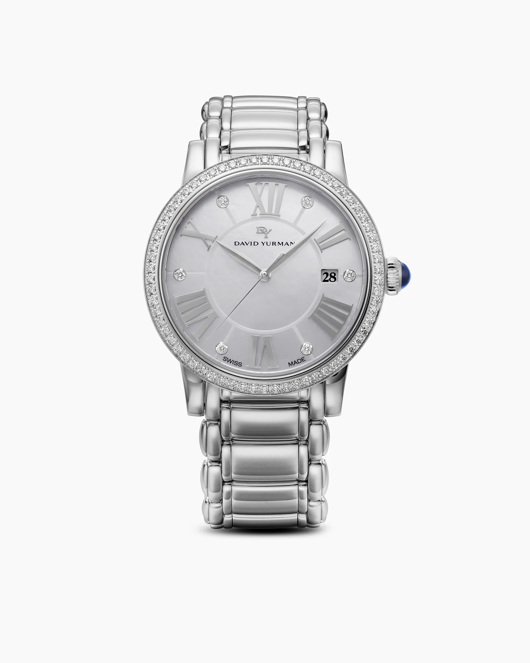 Classic Quartz Watch in Stainless Steel with Diamond Bezel, 38mm