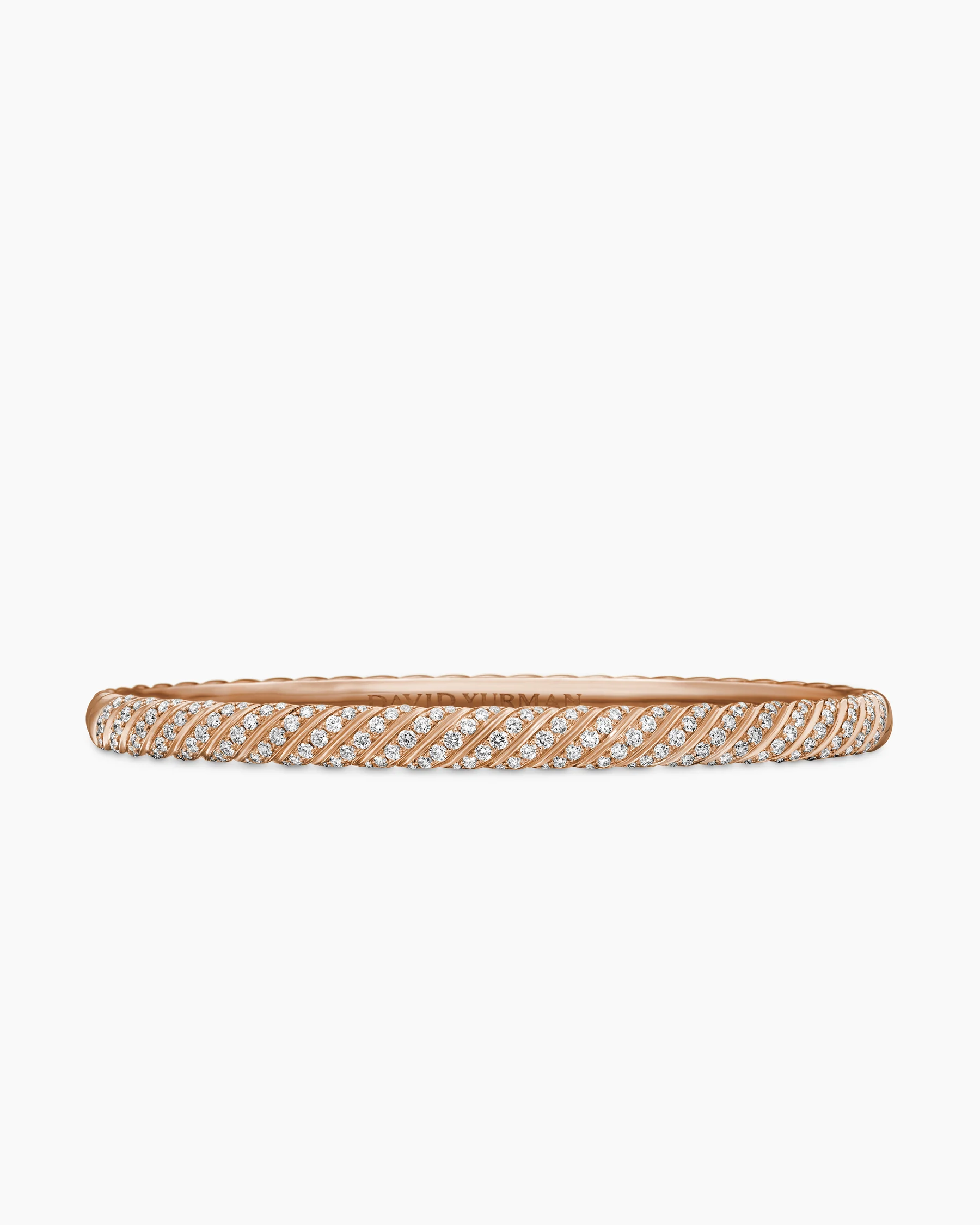 Sculpted Cable Bangle Bracelet in 18K Yellow Gold with Diamonds, 4.6mm
