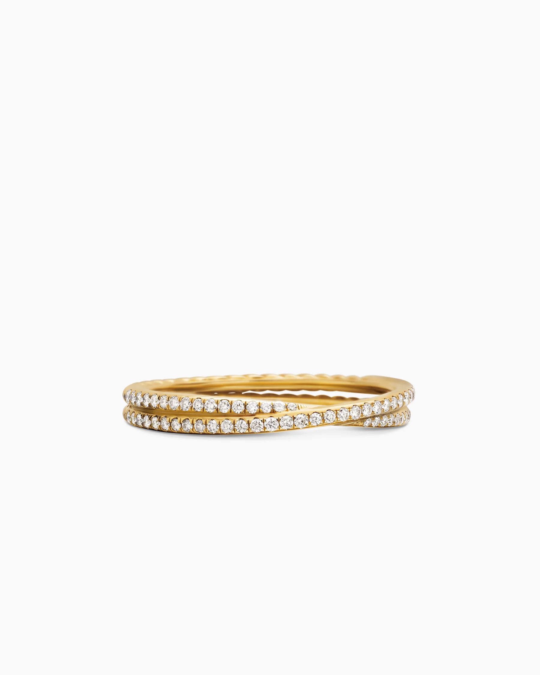 DY Crossover® Micro Pavé Band Ring in Platinum with Pavé Diamonds, 3.14mm