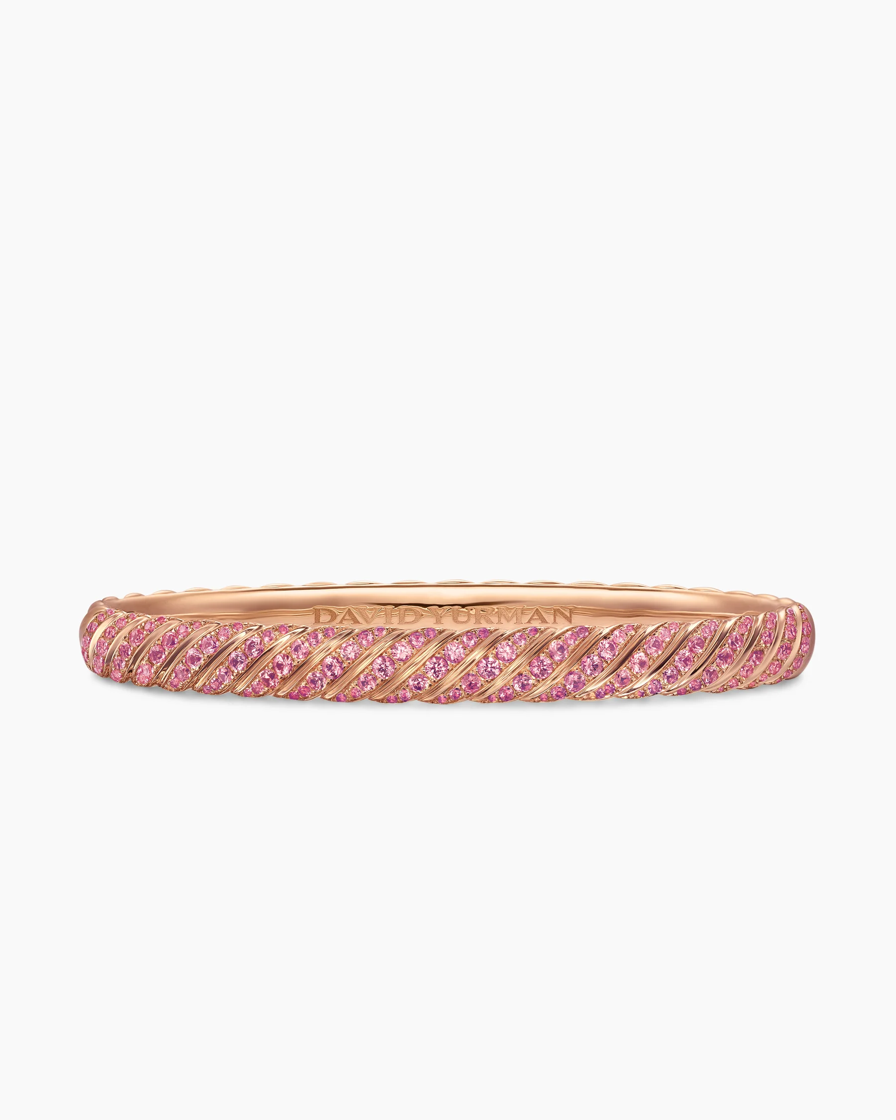 Sculpted Cable Bangle Bracelet in 18K Yellow Gold with Emeralds, 6.2mm