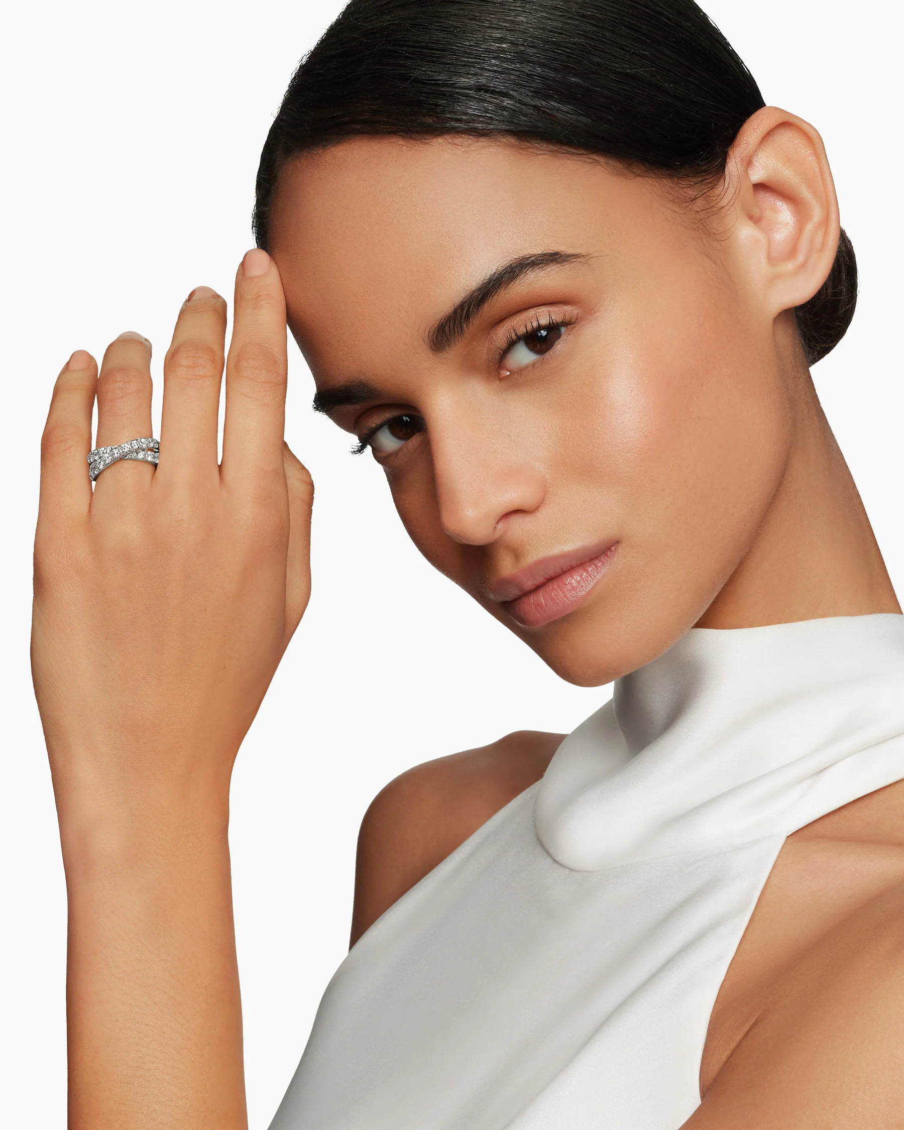 DY Crossover® Band Ring in 18K Yellow Gold with Diamonds, 8mm 10 DY Crossover® Band Ring in 18K Yellow Gold with Diamonds, 8mm
