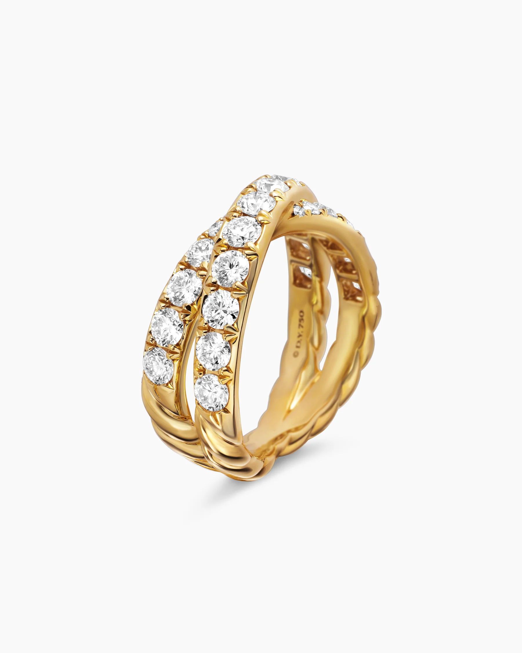 DY Crossover® Band Ring in 18K Yellow Gold with Diamonds, 8mm 3 DY Crossover® Band Ring in 18K Yellow Gold with Diamonds, 8mm