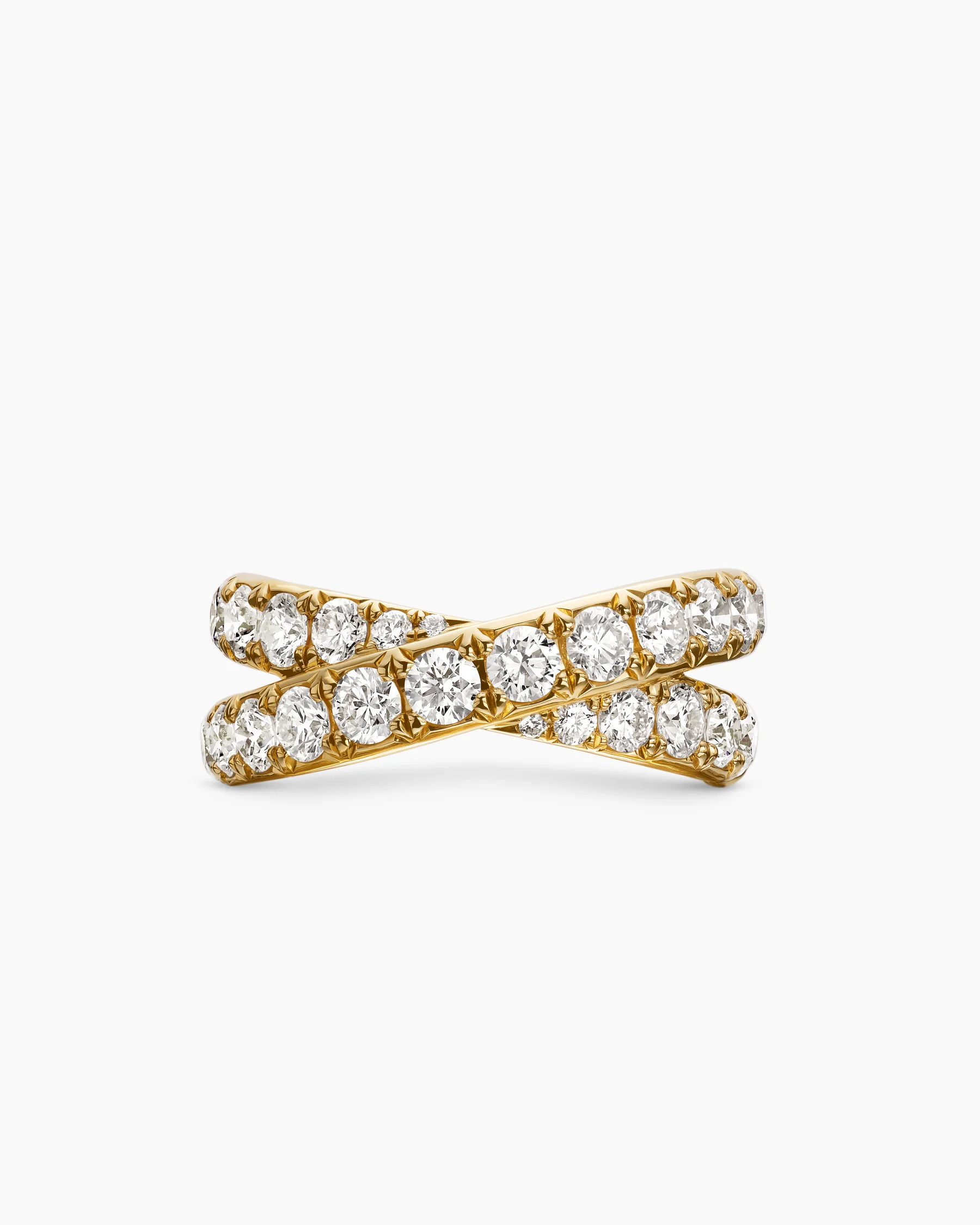 DY Crossover® Band Ring in 18K Yellow Gold with Diamonds, 8mm 4 DY Crossover® Band Ring in 18K Yellow Gold with Diamonds, 8mm