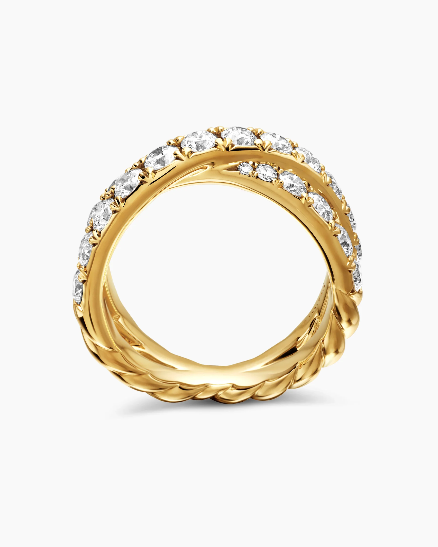 DY Crossover® Band Ring in 18K Yellow Gold with Diamonds, 8mm 5 DY Crossover® Band Ring in 18K Yellow Gold with Diamonds, 8mm