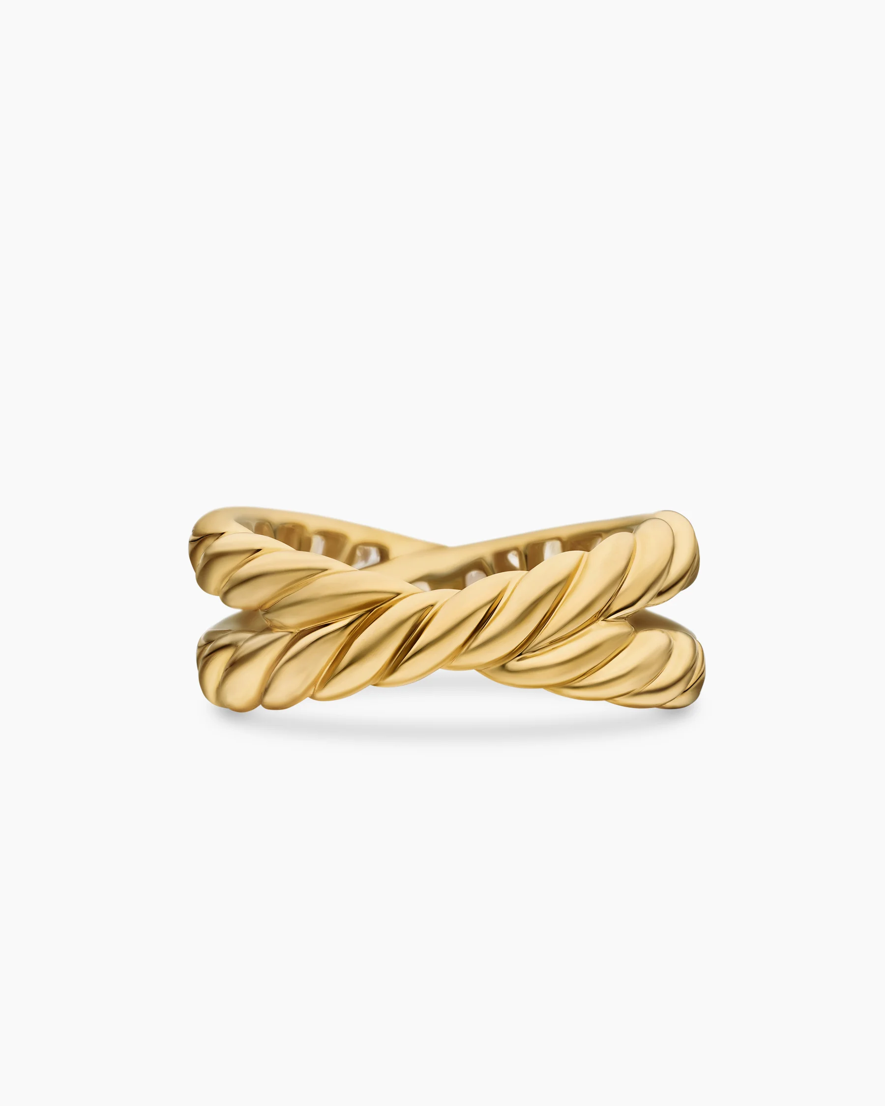 DY Crossover® Band Ring in 18K Yellow Gold with Diamonds, 8mm 6 DY Crossover® Band Ring in 18K Yellow Gold with Diamonds, 8mm