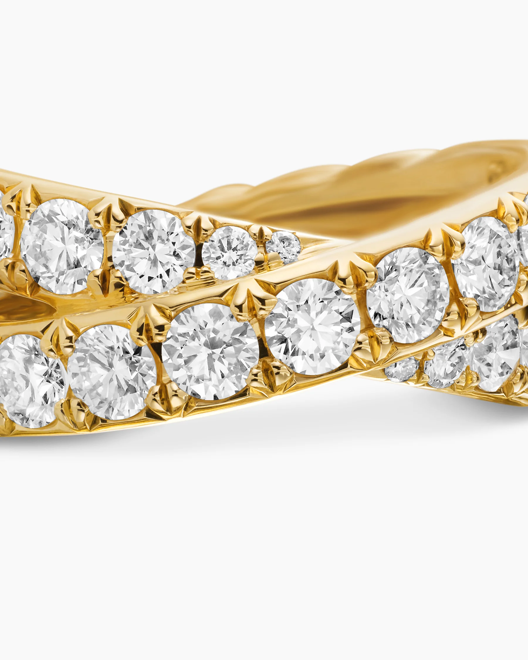 DY Crossover® Band Ring in 18K Yellow Gold with Diamonds, 8mm 7 DY Crossover® Band Ring in 18K Yellow Gold with Diamonds, 8mm