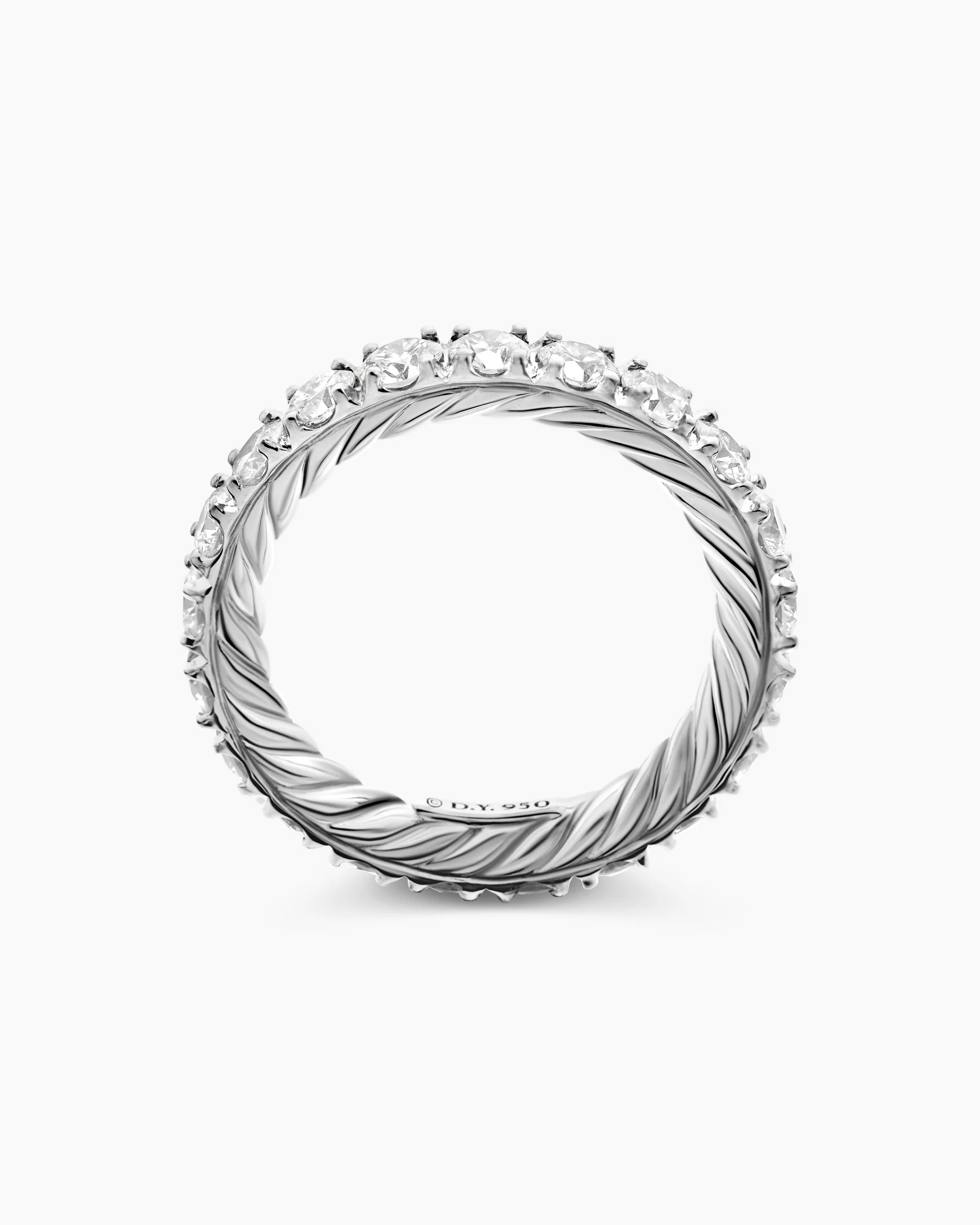 DY Eden Eternity Band Ring in Platinum with Diamonds, 3.2mm 12 DY Eden Eternity Band Ring in Platinum with Diamonds, 3.2mm