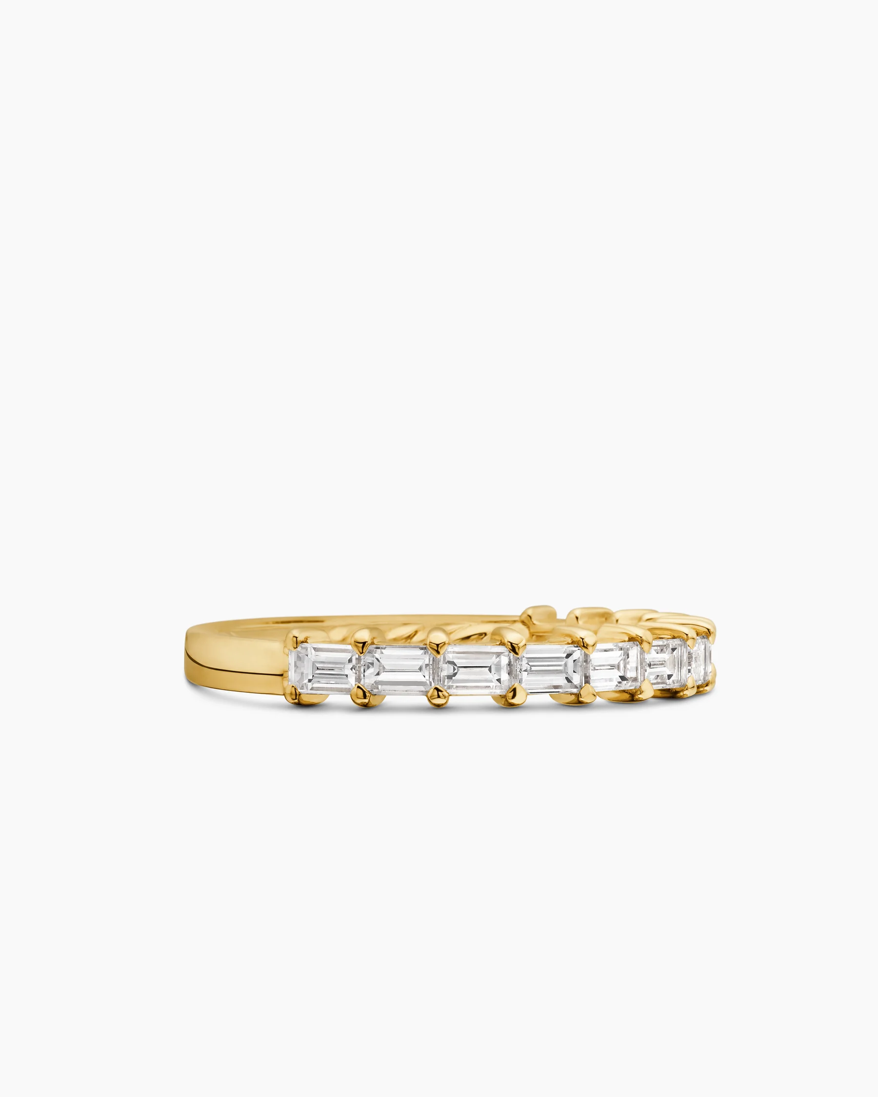 DY Eden Partway Band Ring in 18K Yellow Gold with Baguette Diamonds, 2mm 32 DY Eden Partway Band Ring in 18K Yellow Gold with Baguette Diamonds, 2mm