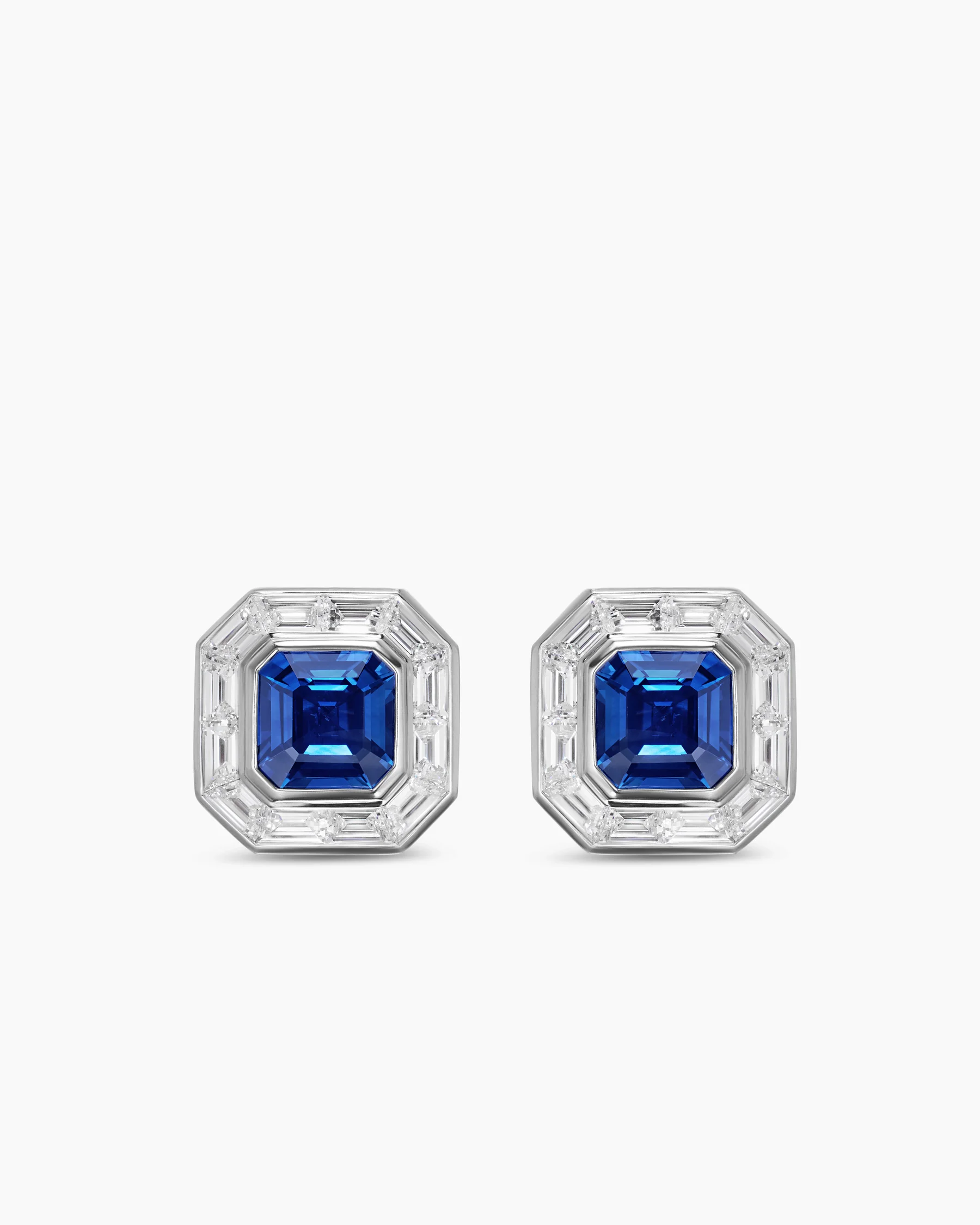 Deco Stud Earrings in Yellow Gold with Diamonds