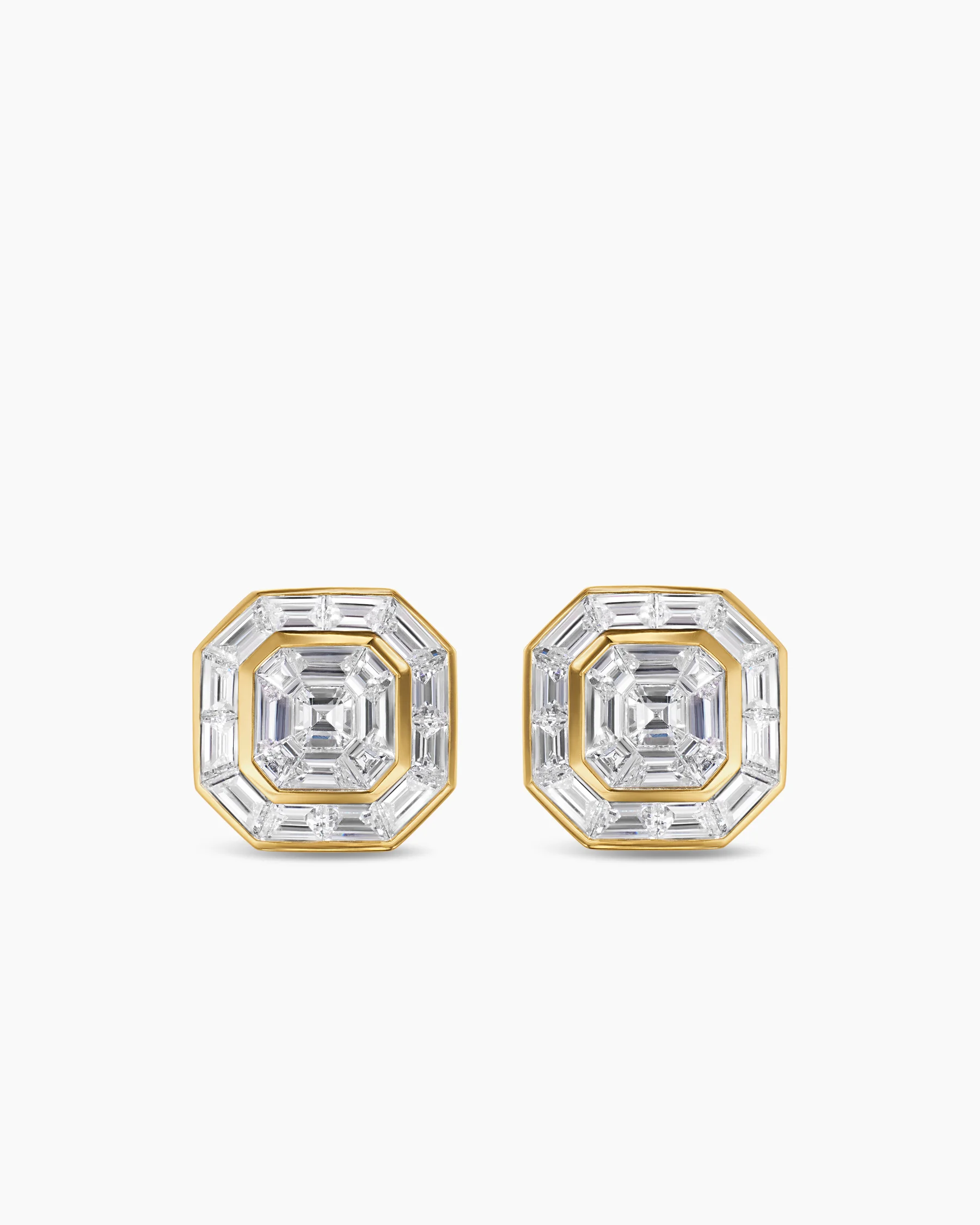 Deco Stud Earrings in Platinum with Diamonds 3 Deco Stud Earrings in Platinum with Diamonds