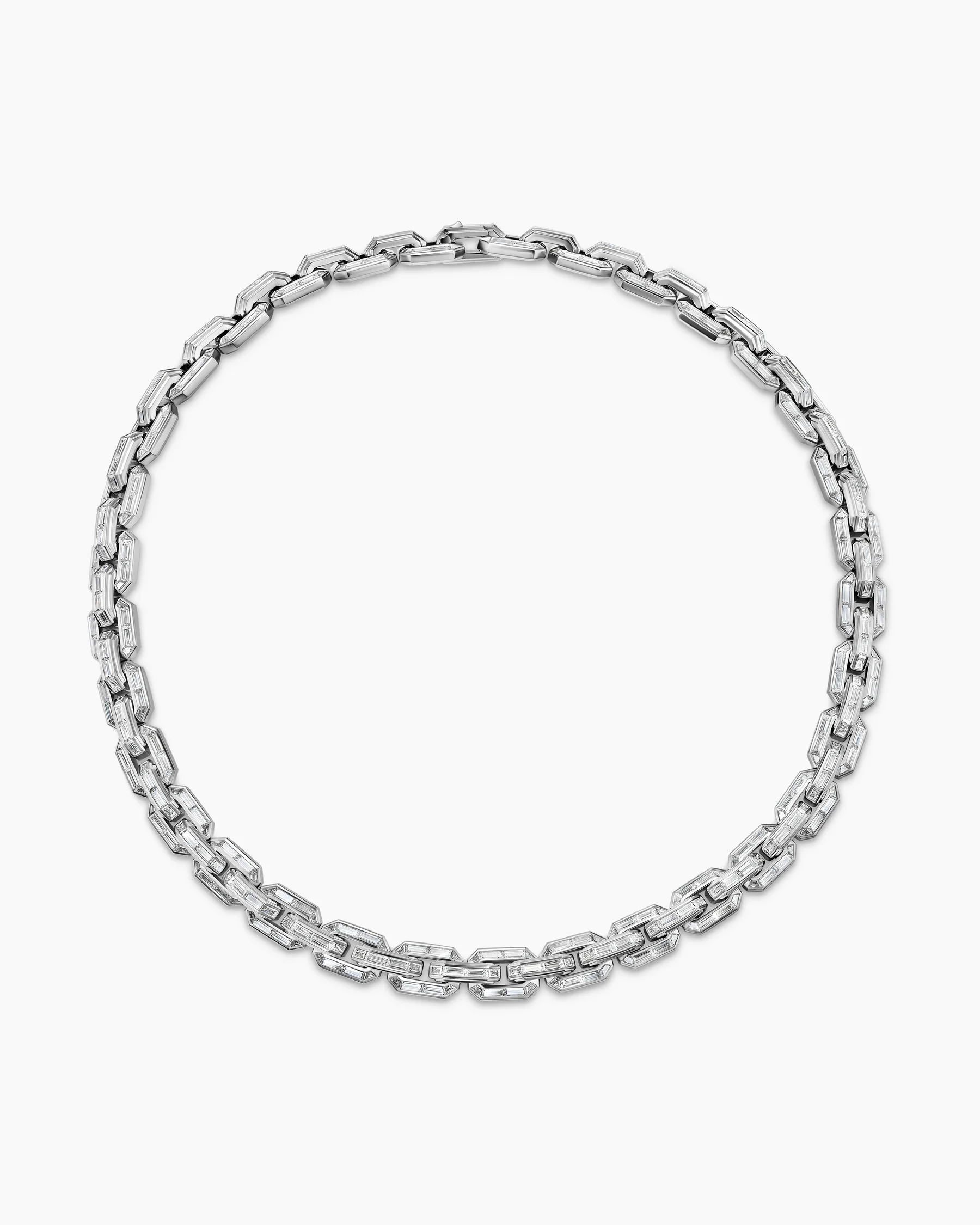 Deco Baguette Link Necklace in Yellow Gold with Diamonds 6 Deco Baguette Link Necklace in Yellow Gold with Diamonds