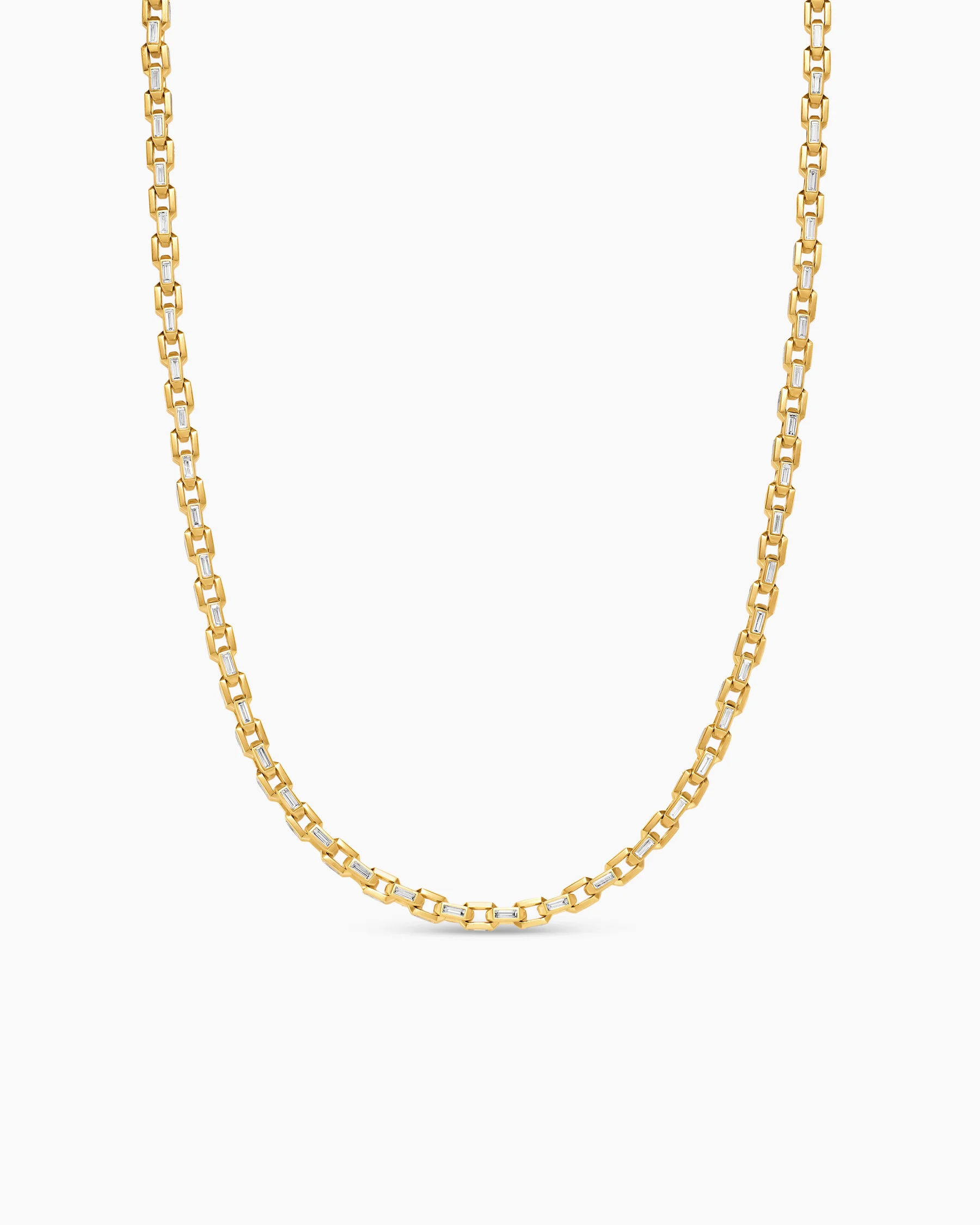 Deco Chain Link Necklace in Platinum with Diamonds