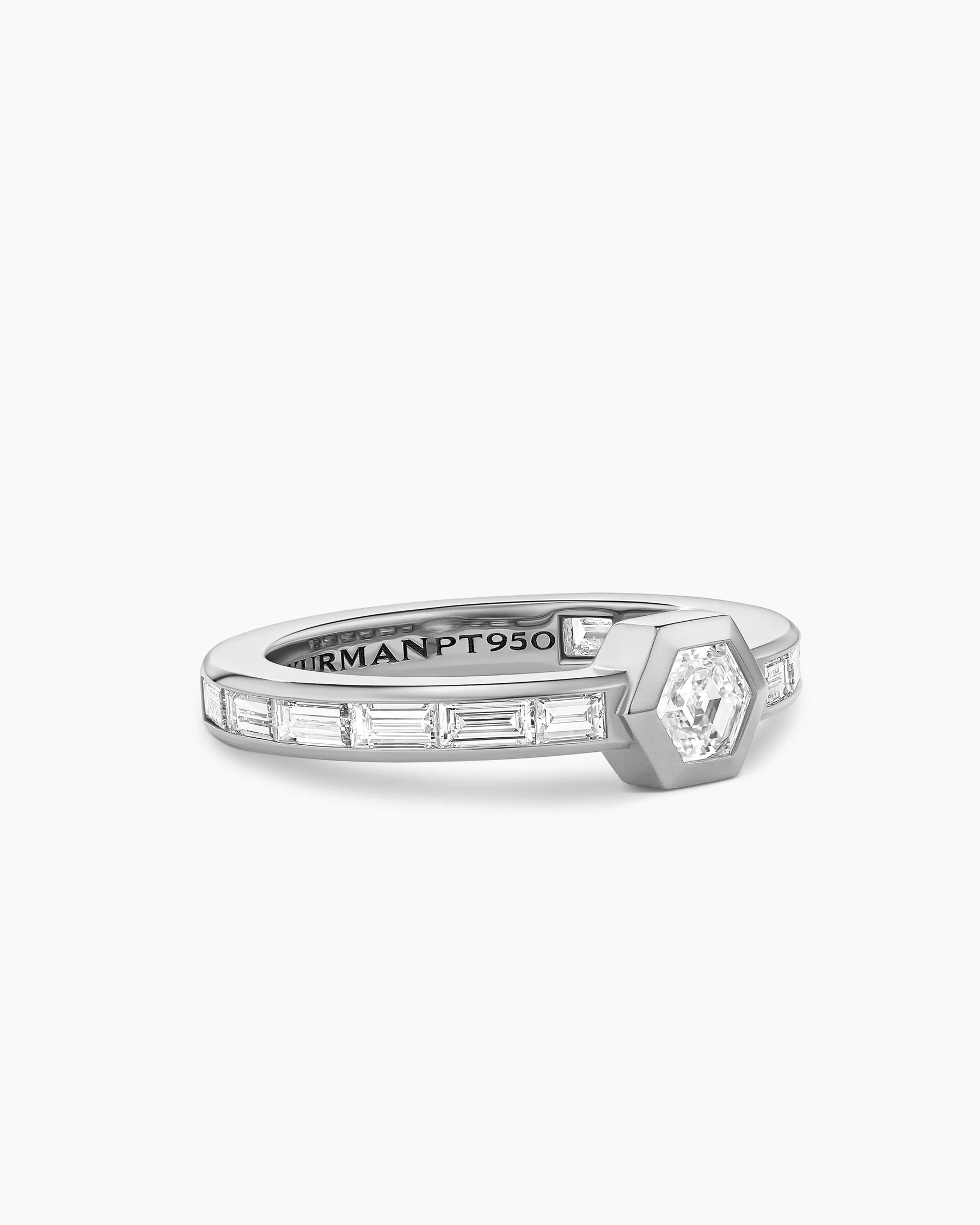 Hex Band Single Stack Ring in Yellow Gold with Diamonds
