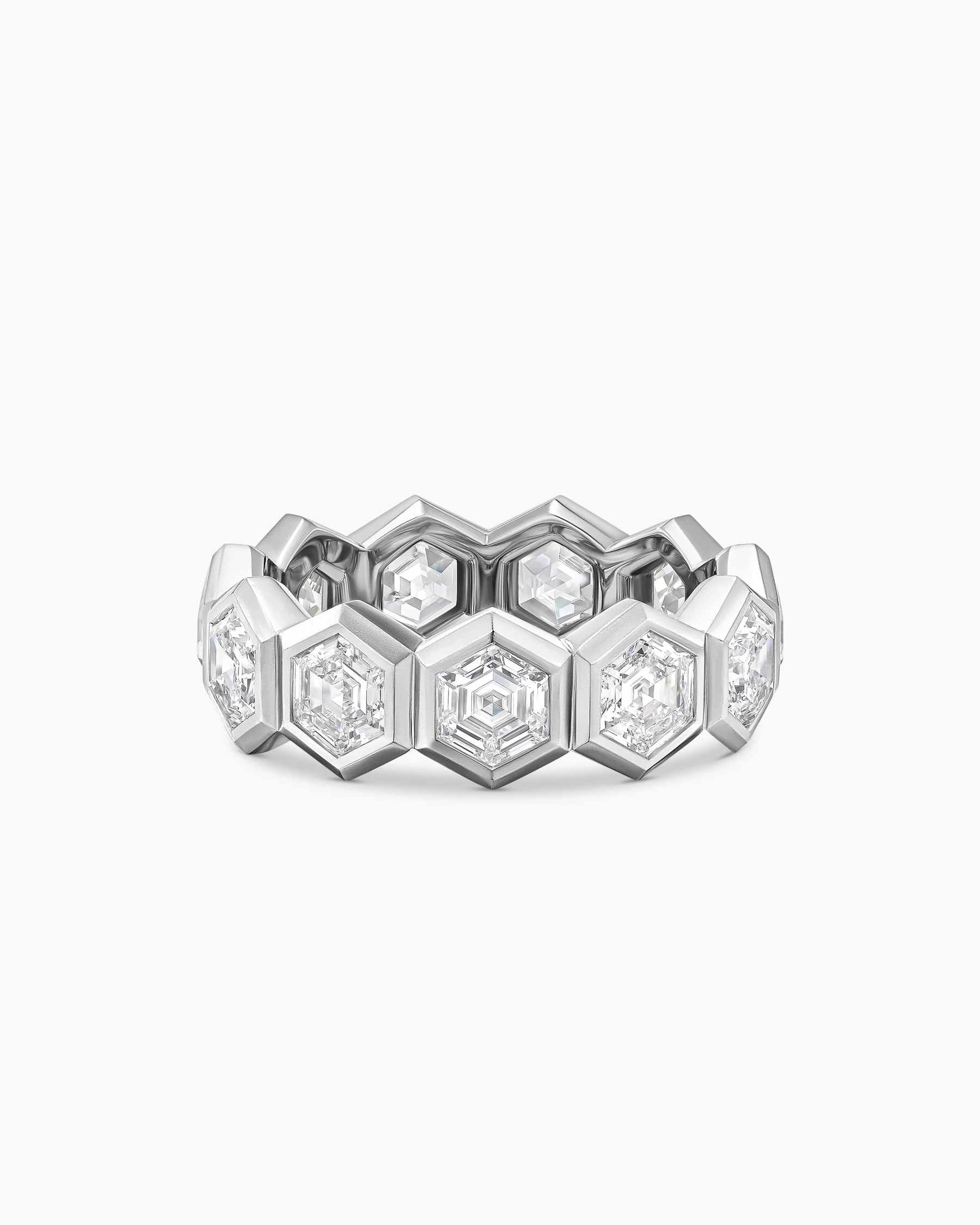 Hex Eternity Band Ring in Platinum with Diamonds